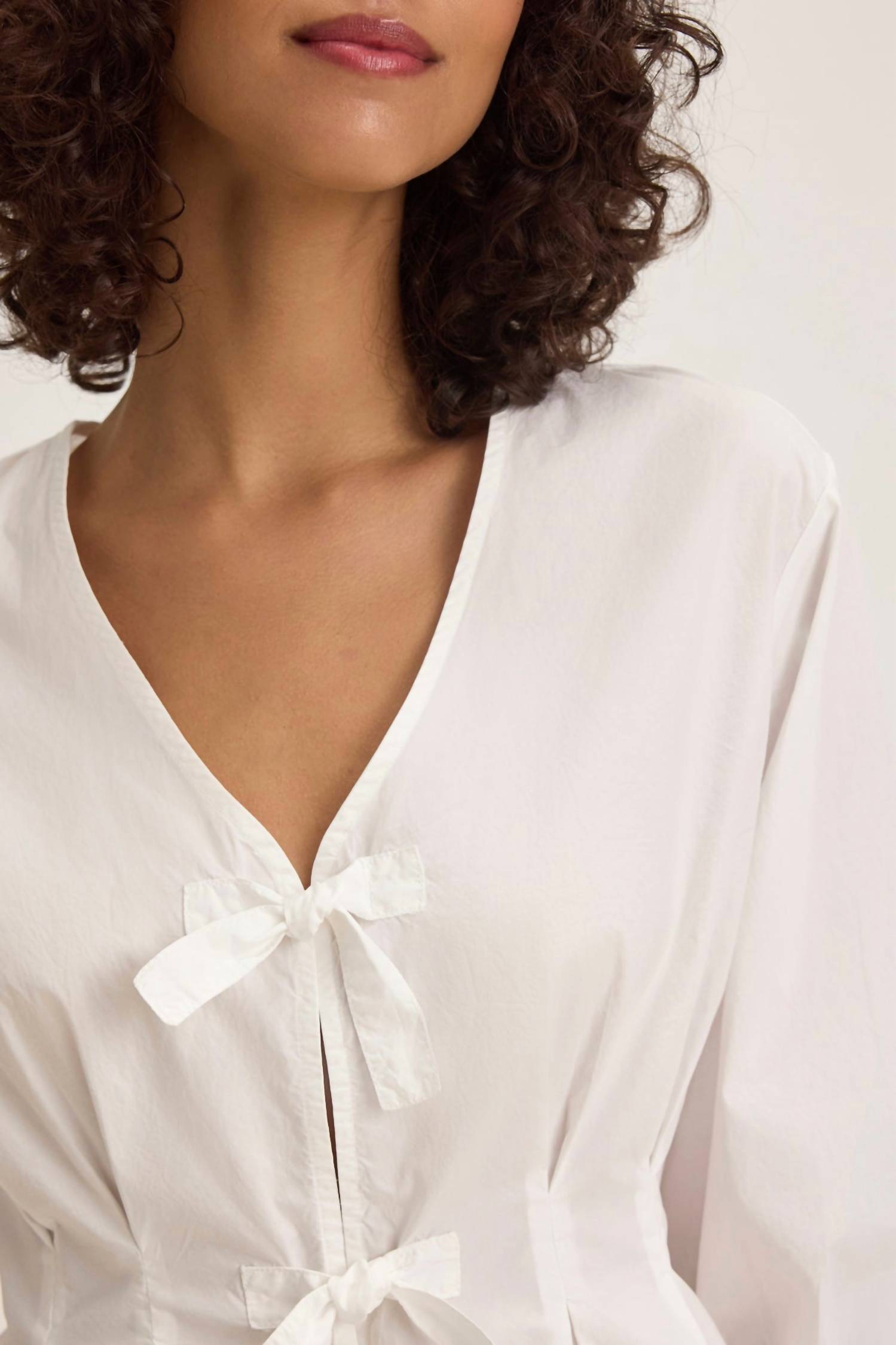 Velvet by Graham & Spencer Riri V-neck Blouse in white - women's blouse - alternate view