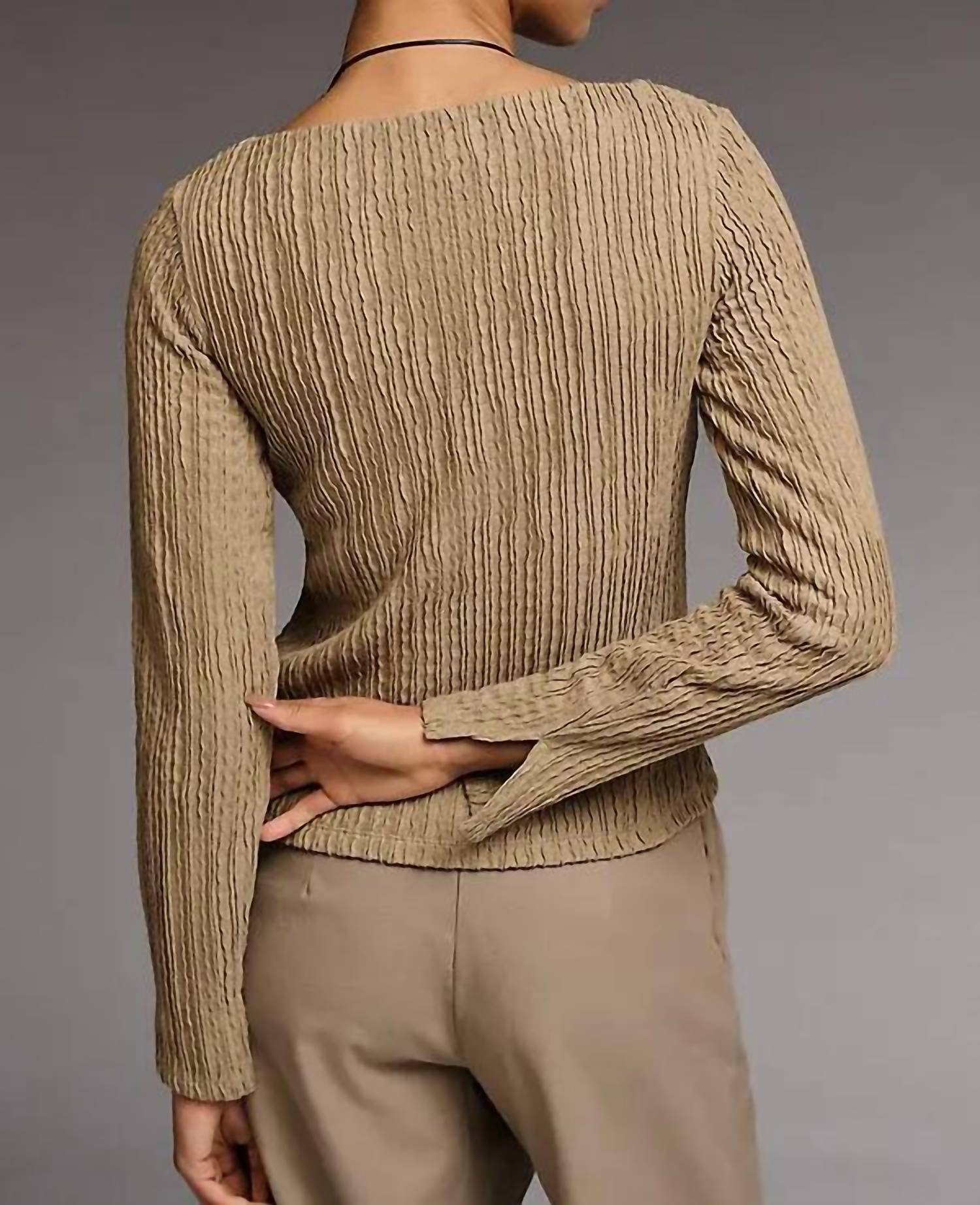 Sanctuary - Long Sleeve Boatneck Textured Top