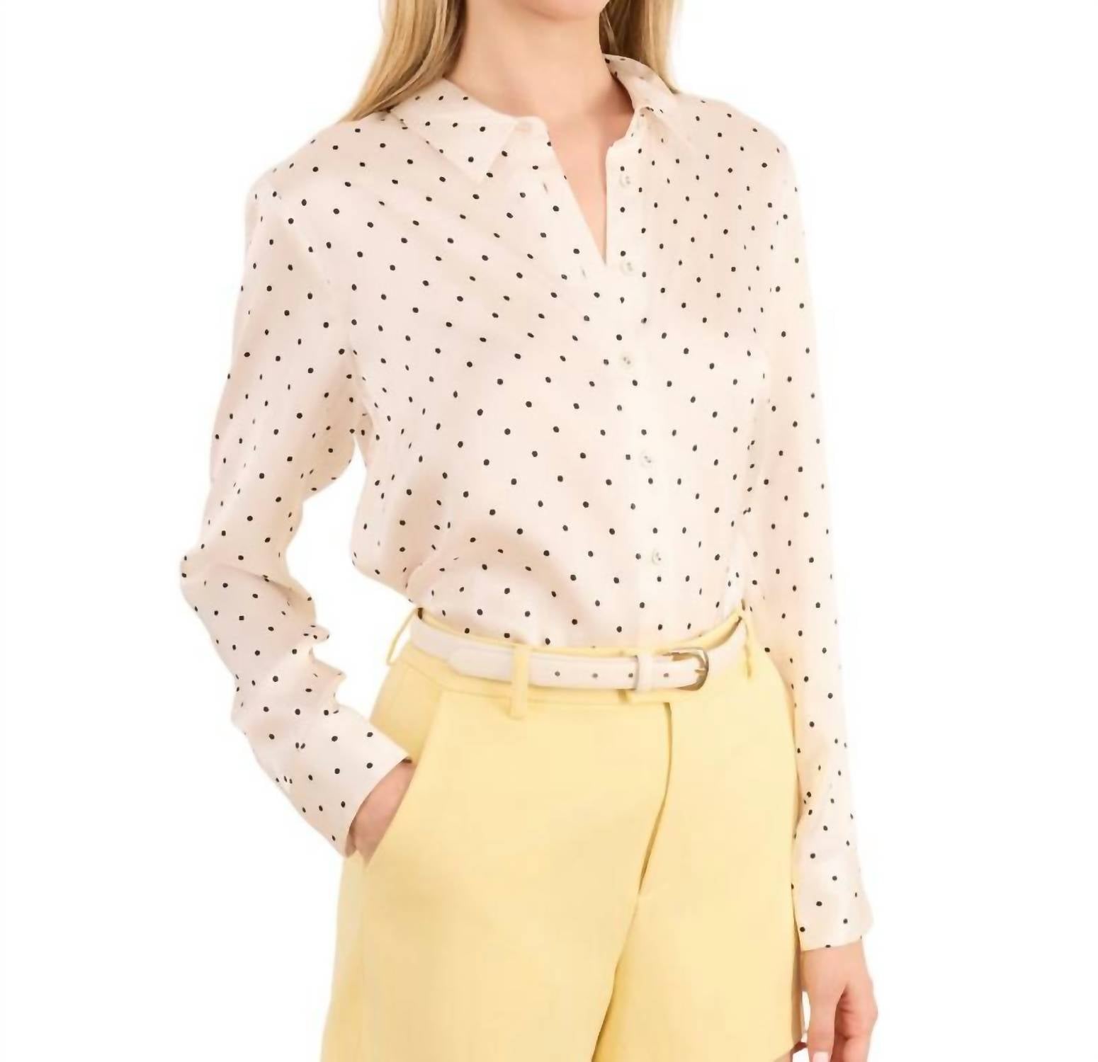 Cami NYC Crosby Blouse in pin dot - women's blouse - detail view