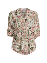 Reneec. - Floral Print V Neck Chiffon Blouse