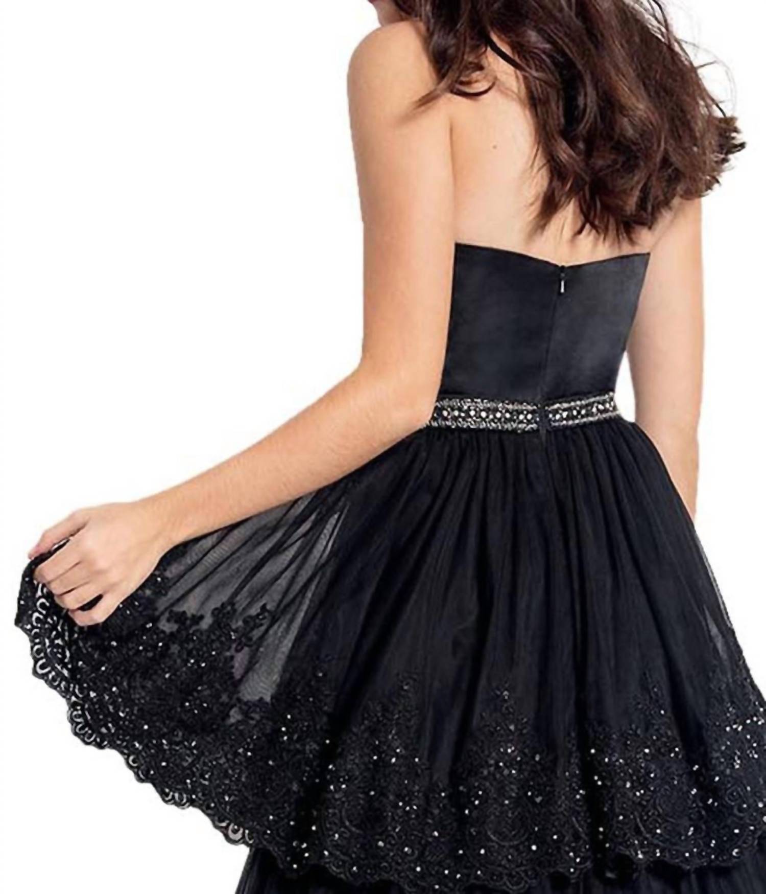Rachel Allan - Lace Appliqued Strapless Gown