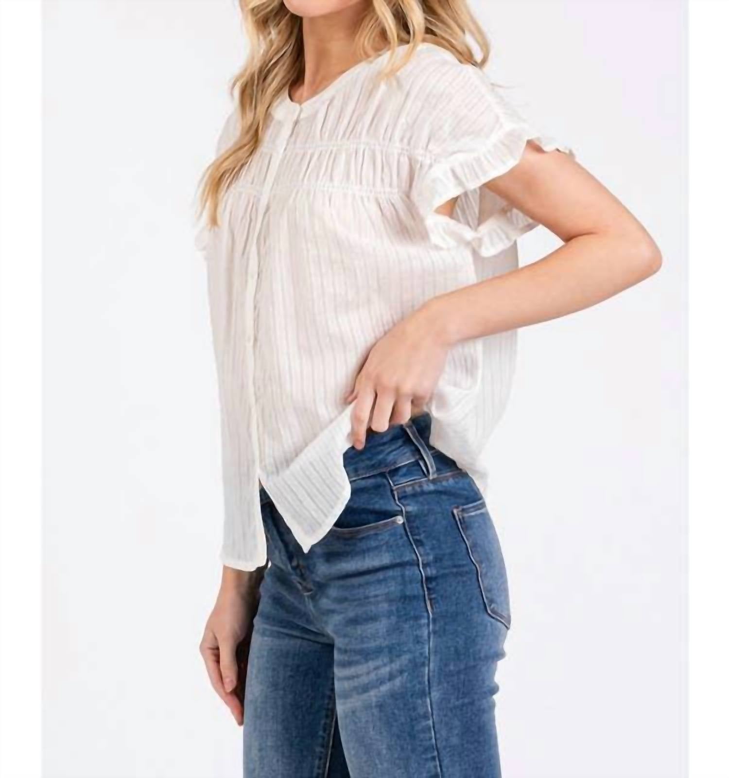 Calista - Ruffle Smocked Button Down Shirt