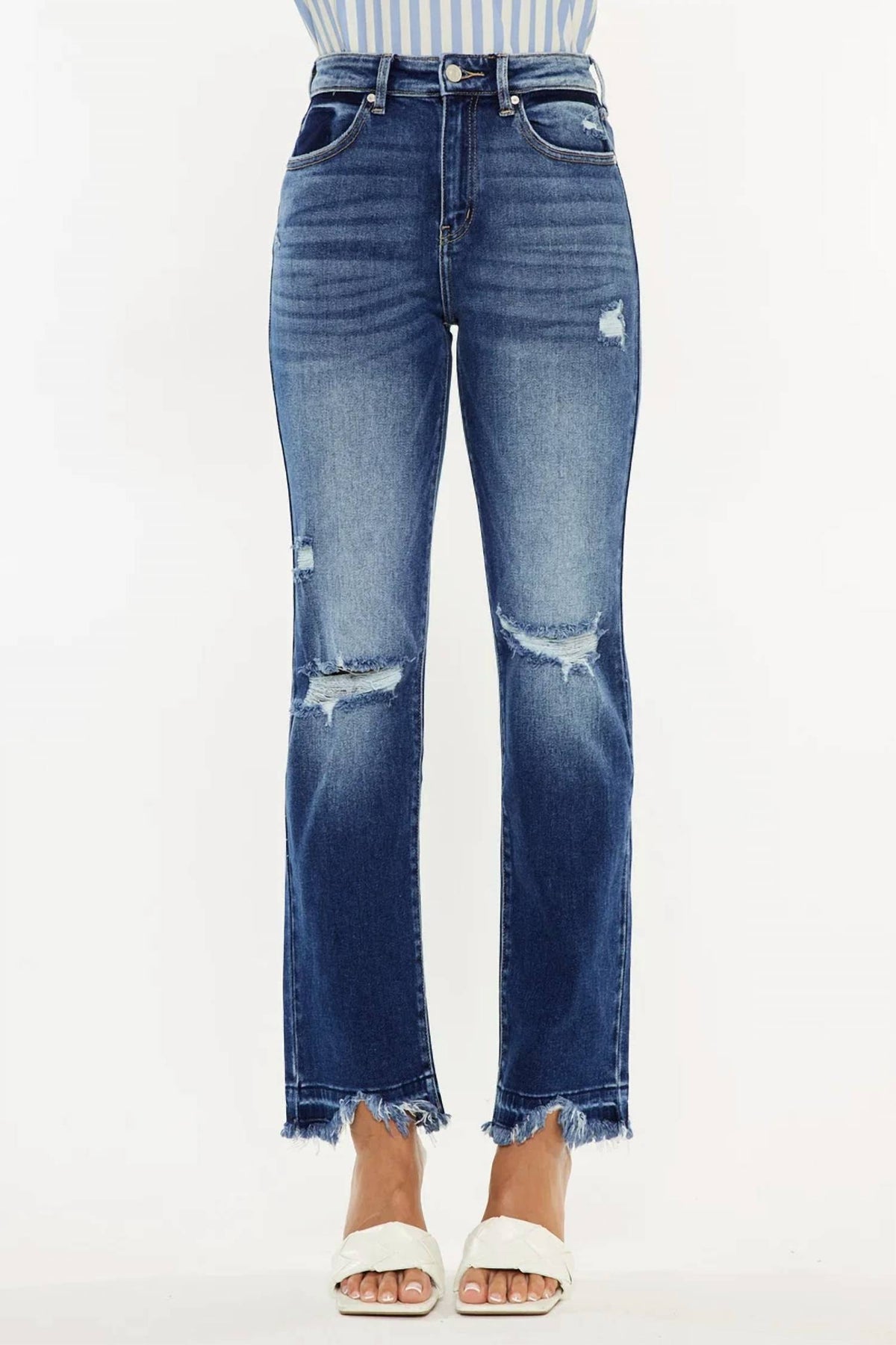 Kancan - Peach High Rise Slim Straight Leg Jeans