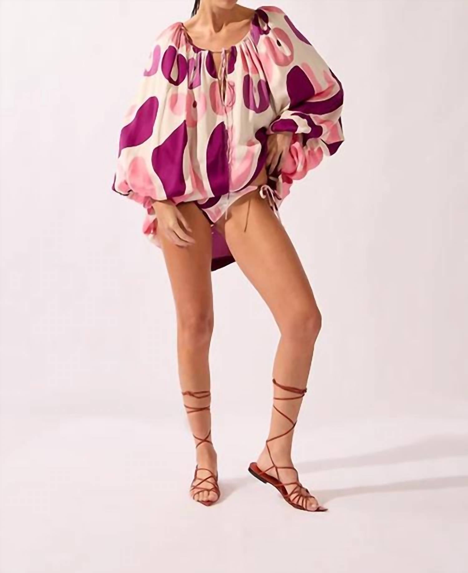Adriana Degreas - Bold Floral Puff Sleeve Mini Dress
