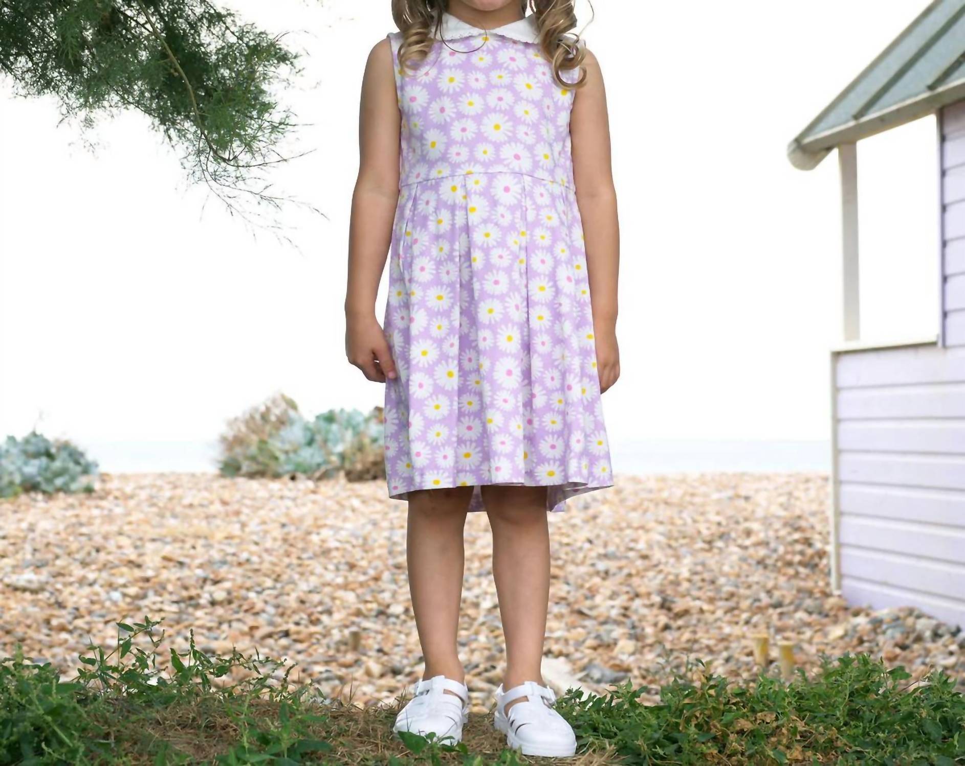 Rachel Riley Girls Daisy Jersey Dress in purple - kids' dress - alternate view