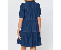 Current Air - Denim Tiered Short Sleeve Mini Dress