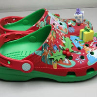 Crocs Women's Disney Classic Xmas Clogs in red green - women's shoe - detail view