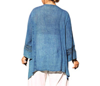 On The Plus Side - Tatum Crochet Cotton Wide Sleeve V-Neck Tunic - Plus