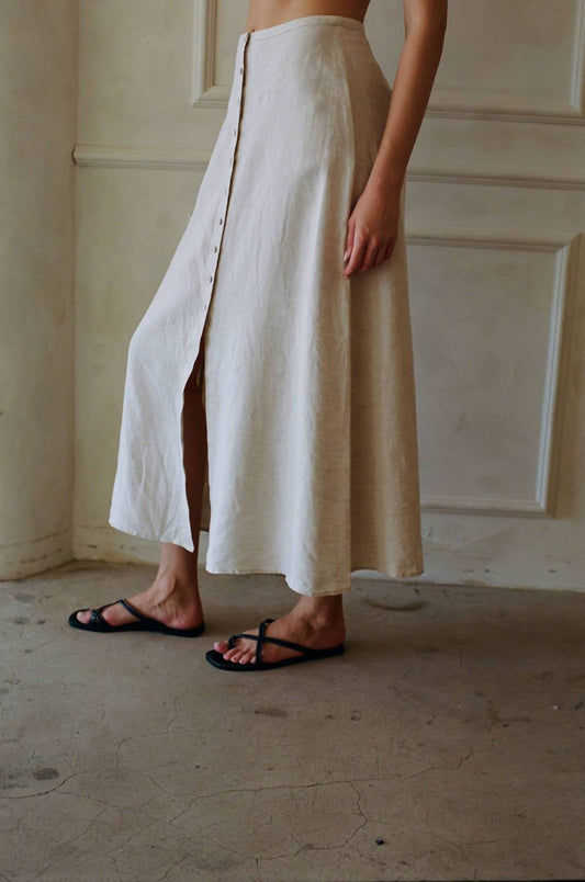 A.Ren - Woven Button Down Midi Skirt