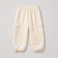 Pol - Women's Vintage washing solid lace patch quilting jogger pant
