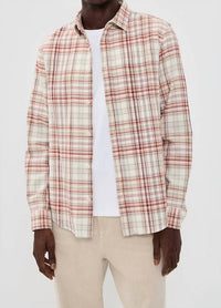 Wax London Shelly Long Sleeve Shirt in rust multi - men's long sleeve top