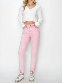 Risen - High Rise Fray Hem Ankle Skinny Jeans