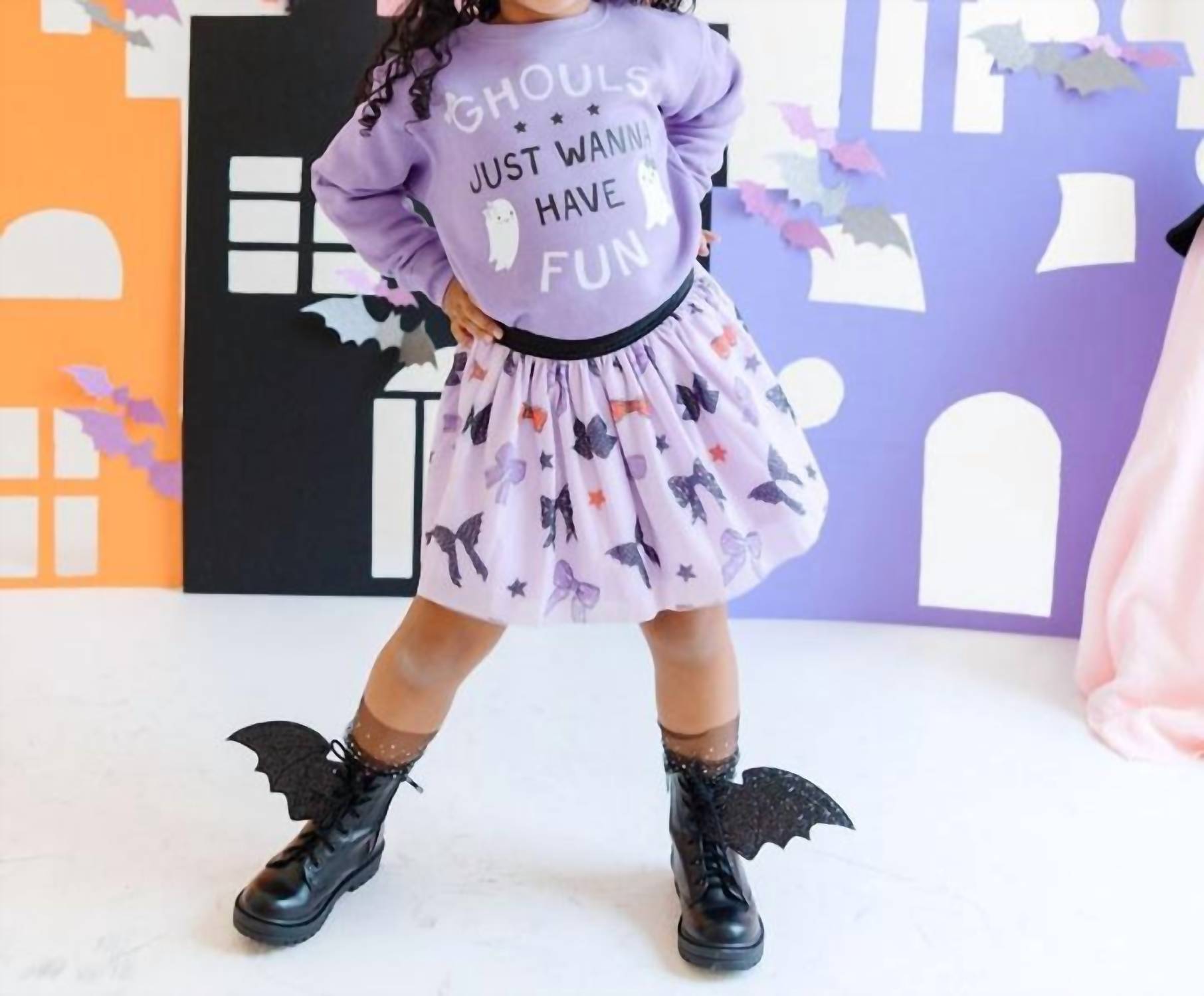 SWEET wink Ghouls Just Wanna Have Fun Halloween Sweatshirt in light purple - kids' shirt