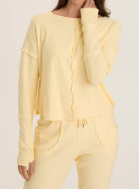 Wearables Lunaria Annika Long Sleeve Boat Neck Top in luscious butter yellow - women's long sleeve top