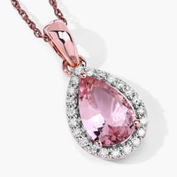 Diana M Jewels Women's Pear Natural Morganite Pendant Necklace (1.03 Ct) - Petite in 14k rose gold - women's jewelry - detail view