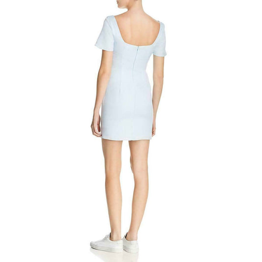 Fame And Partners - Loella Square Neck Sheath Mini Cocktail Dress