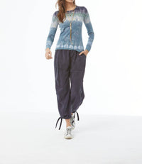 young fabulous & broke Crew Knitted Tee Top in blue tide - women's long sleeve top