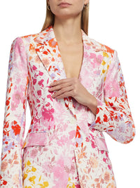 Derek Lam 10 Crosby Irina Floral Printed Stretch Linen Blazer in rose multi - women's jacket - view 4