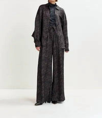 ESSENTIEL ANTWERP Ilorin Oversized Ruffle Shirt in black - women's shirt