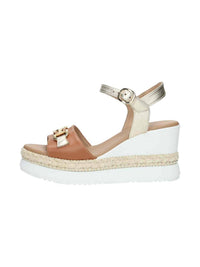 NeroGiardini Women's Armenia Wedge Sandal in cognac gold - women's sandal
