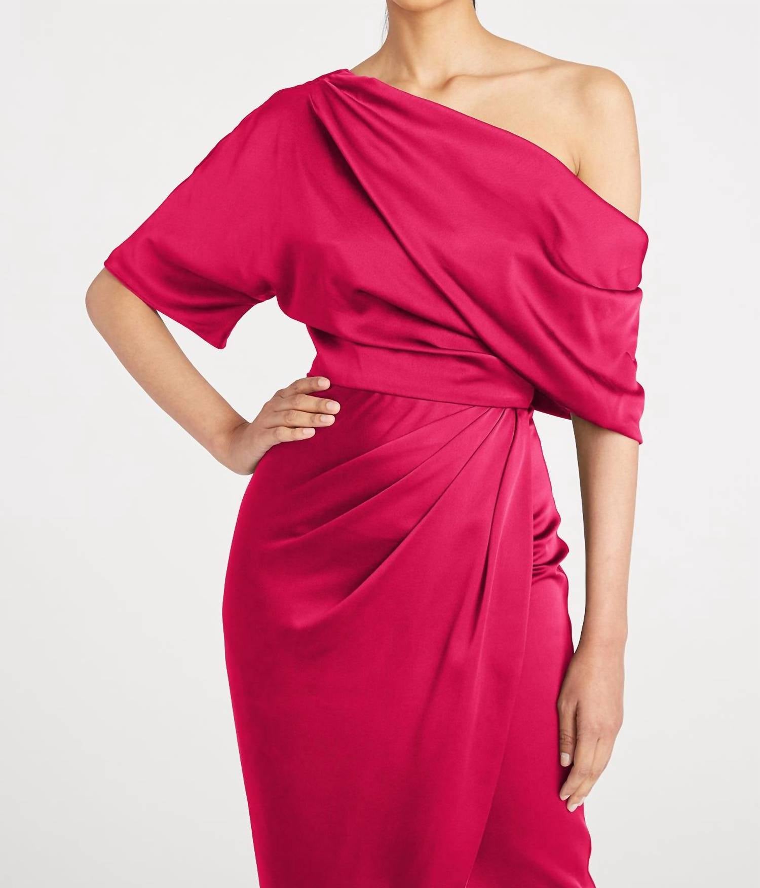 Theia - Rayna One Shoulder Draped Dress