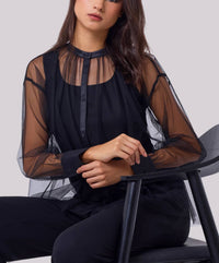 Angel Apparel - Sheer Long Sleeves Blouse