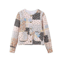 Rosa Clothing - Women's Floral Color Blocks Quilted Jacket