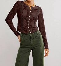 Free People Jae Knit Long Sleeve Top in chicory coffee - women's long sleeve top