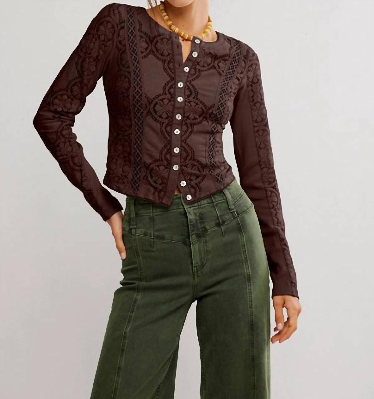 Free People Jae Knit Long Sleeve Top in chicory coffee - women's long sleeve top