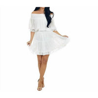Bluivy - Swiss Dot Off Shoulder Dress