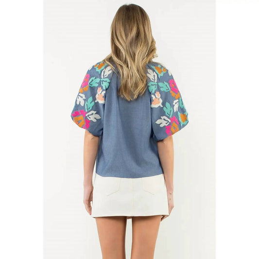 Thml - Mia Embroidered V Neck Top