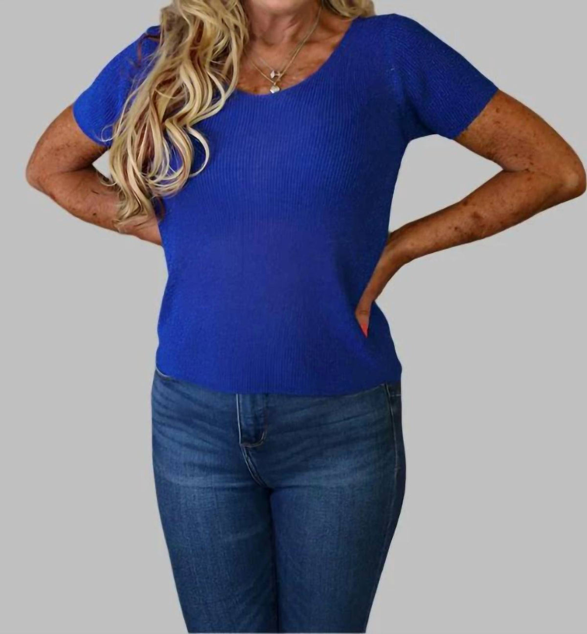 Look Mode Usa - Shimmer V-neck Sweater