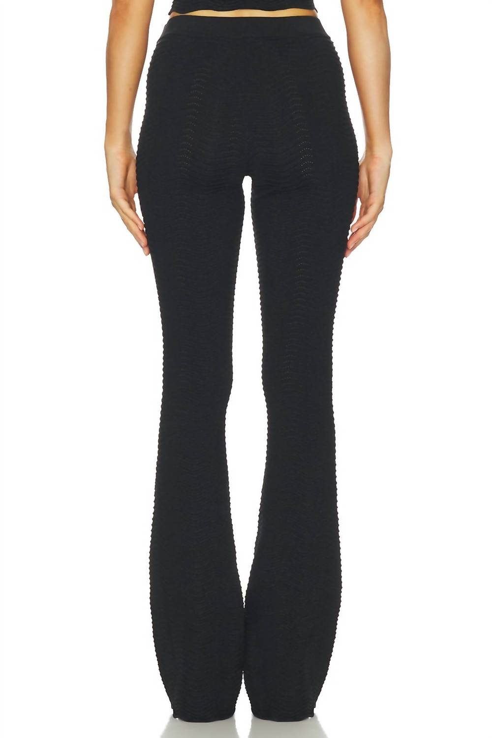 RETROFETE Joliet Knit Flare Pant in metallic black - women's pants - detail view