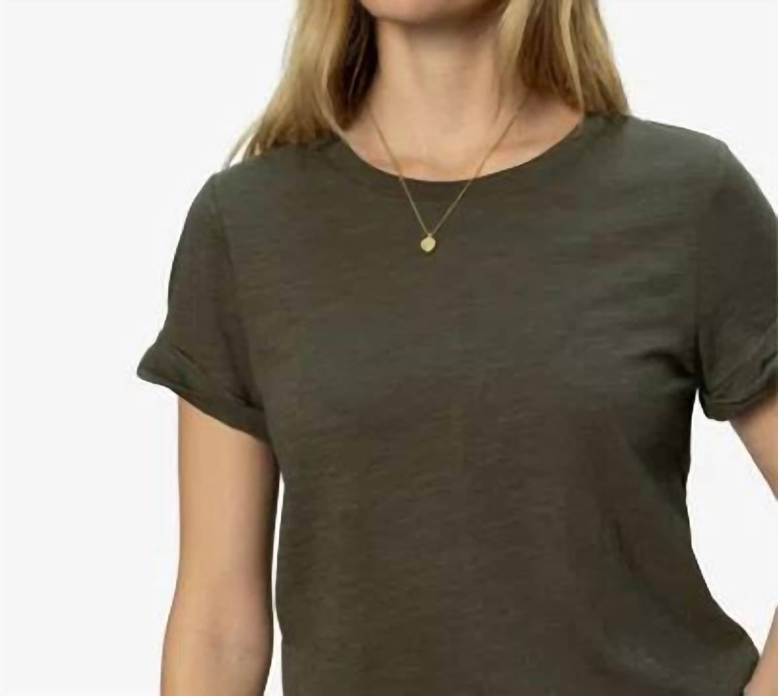 Sanctuary Remix Perfect Tee in kalamata olive - women's t-shirt - detail view