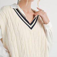 Sadie & Sage - Tara V Neck Cable Sweater
