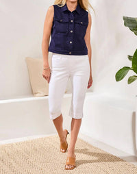MB by Tribal Audrey Pull-on Pedal Pusher Pant in white - women's pants