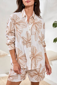 Tribal - Tropical Button Front Long Sleeve Blouse