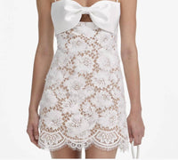 Self-Portrait - Lace Bow Mini Dress