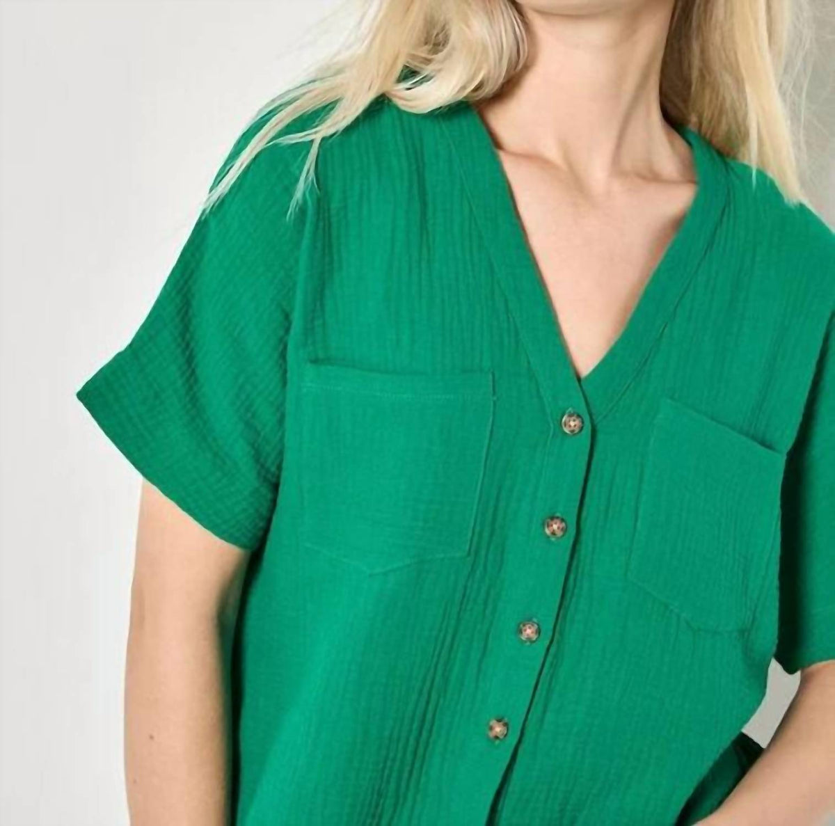 Apricot - V-neck Woven Blouse