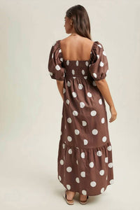 Wishlist - Puff Sleeve Polka Dot Maxi Dress