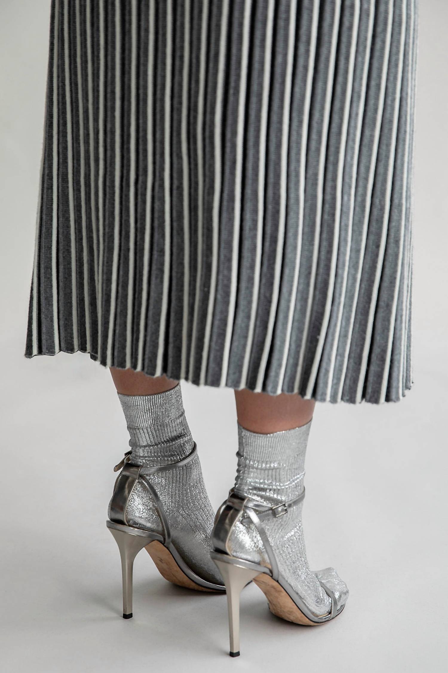 SSKEIN Adeline Midi Skirt in grey ivory - women's skirt - view 4