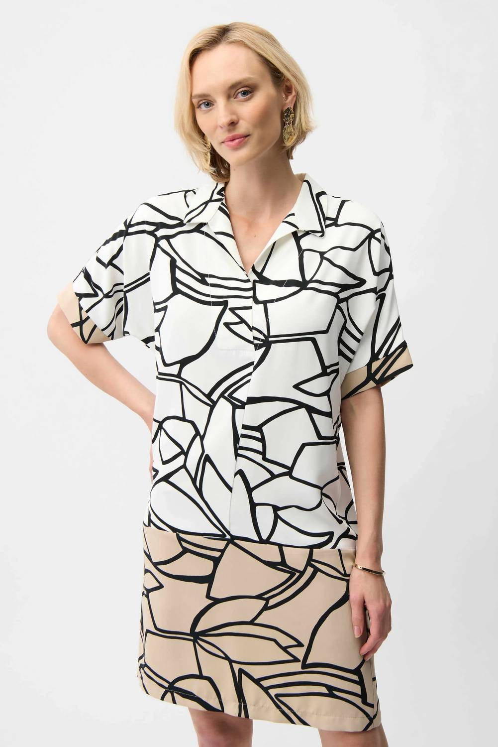 Joseph Ribkoff - Woven Abstract Print Shirt Dress