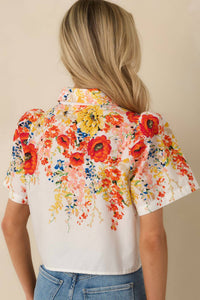 Entro - Floral Button Up Top With Skirt Set