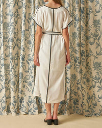 English Factory - Contrast Binding Belted Midi Dress