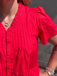 Tcec - Pleated Detail Ruffle Dress