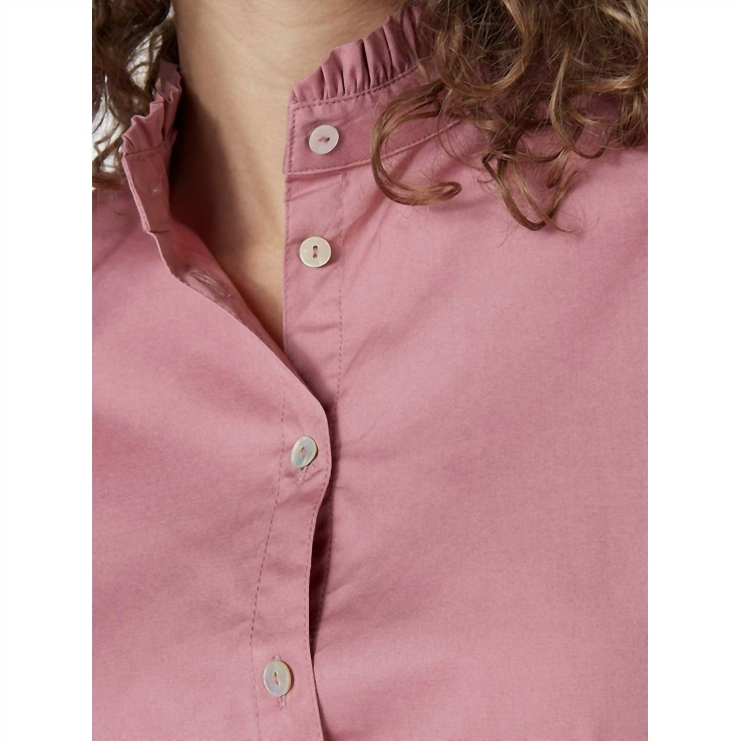 ESQUALO Poplin Sleeve Blouse in vintage rose - women's blouse - alternate view