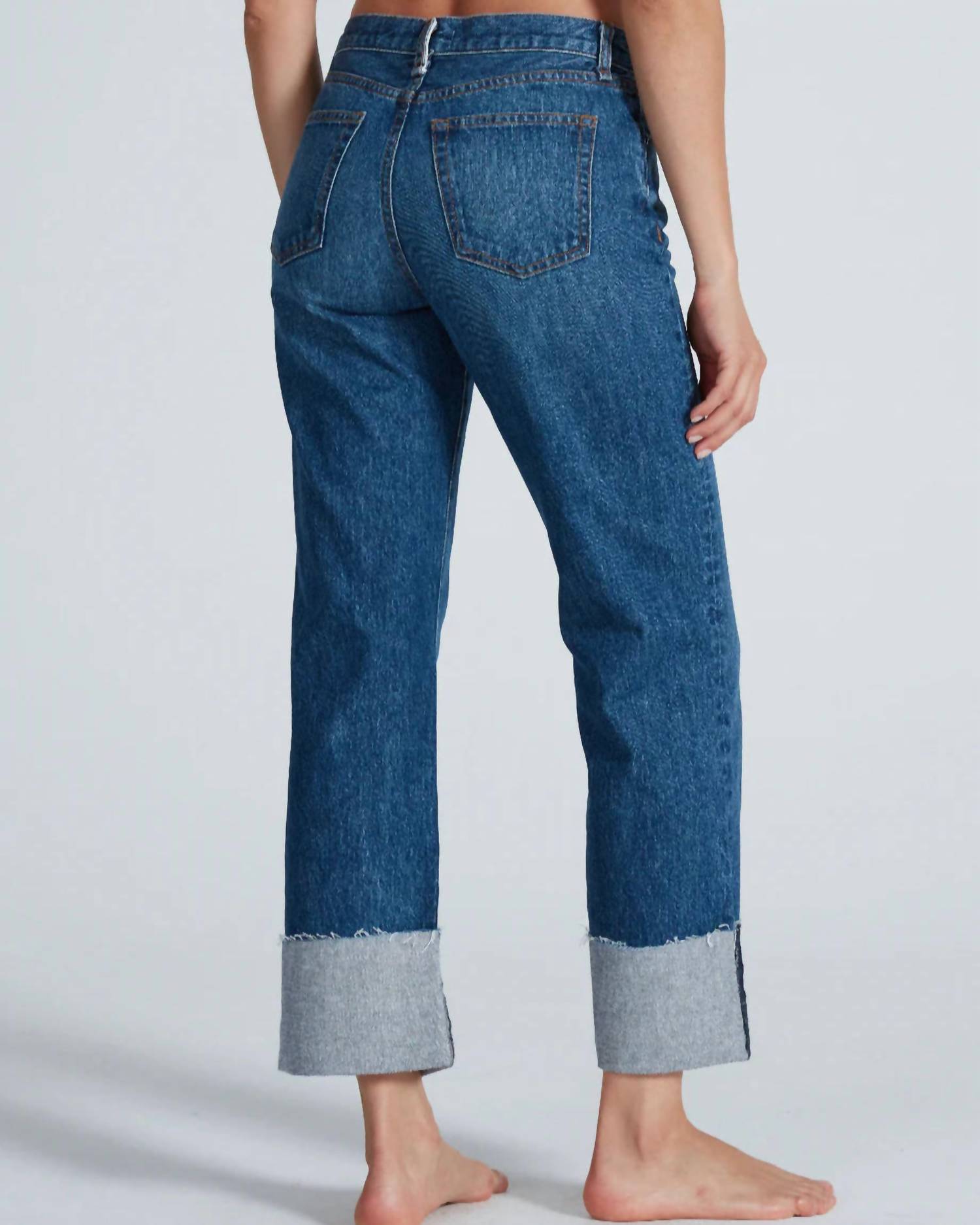 Askk Ny - Cuffed Mid Rise Straight Jeans