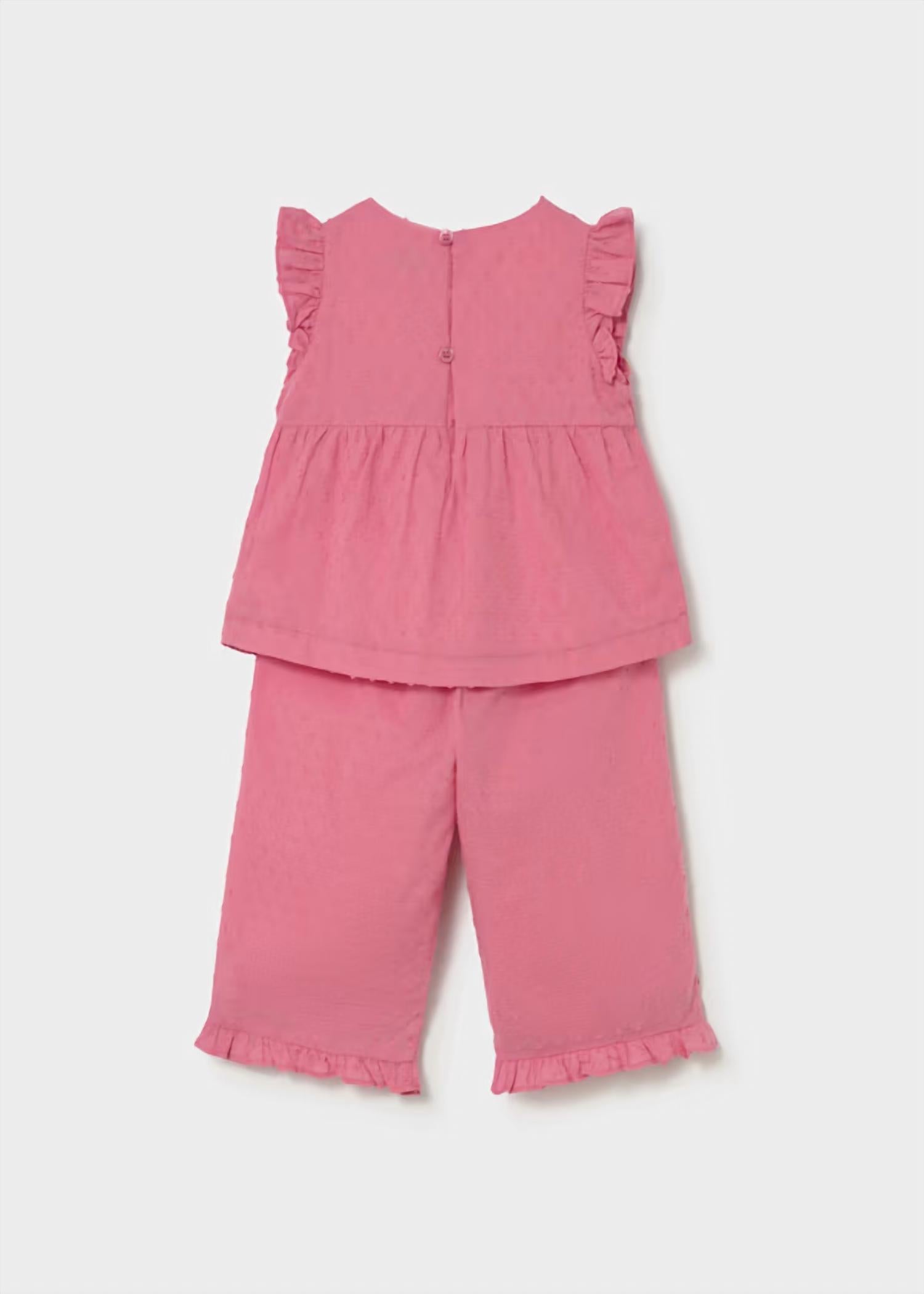 Mayoral - Rickrack Ruffled Pants And Blouse Set