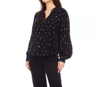Karen Kane - Mariat Metallic Shirred Sleeve Top