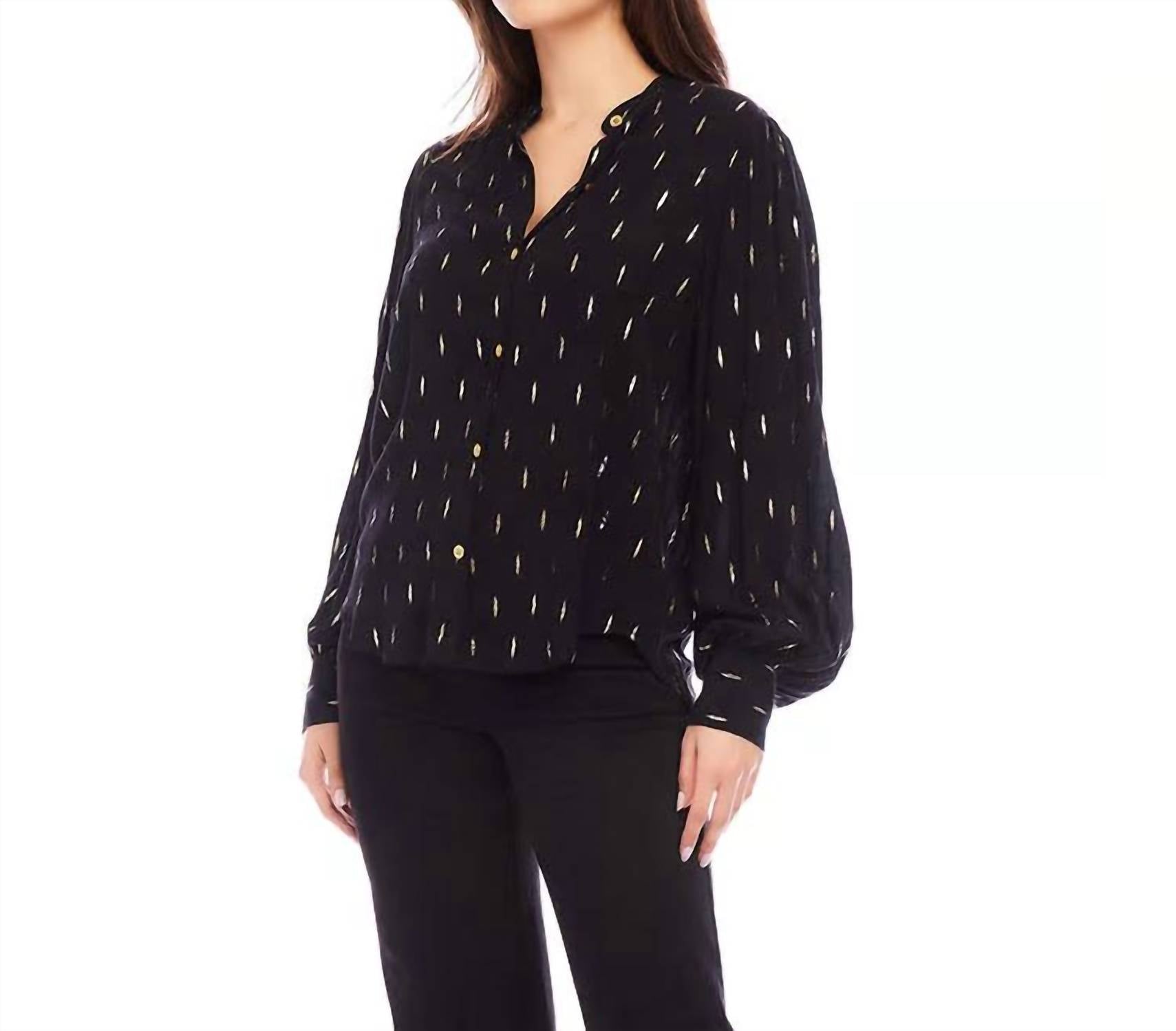 Karen Kane - Mariat Metallic Shirred Sleeve Top